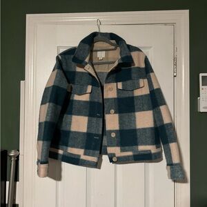 Joie Blue and Tan Plaid Jacket